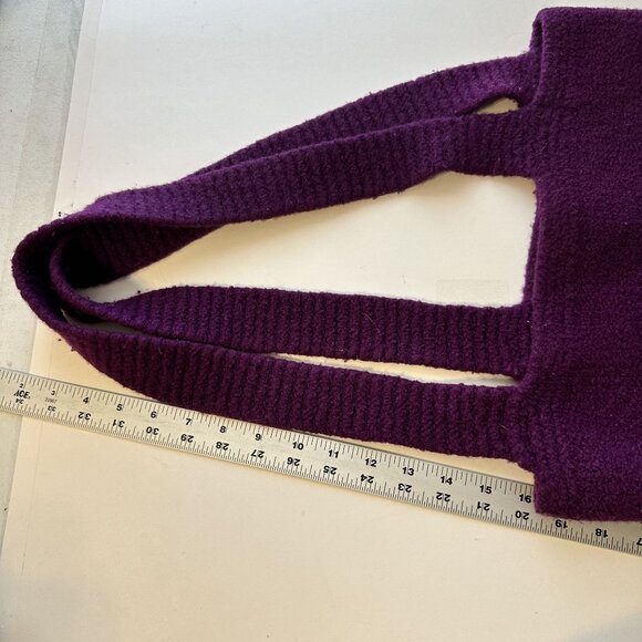 Handmade Purple Wool Shoulder Bag Geometric Multicolor Pattern Artisan - Picture 3 of 8